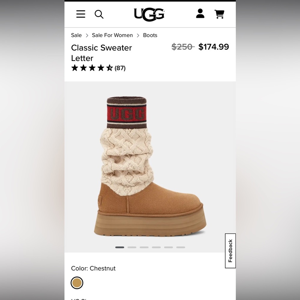 Ugg classic sweater letter Che size 7